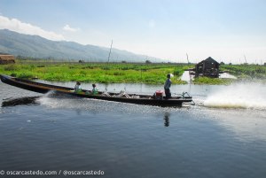 Barcos de transporte en Inle